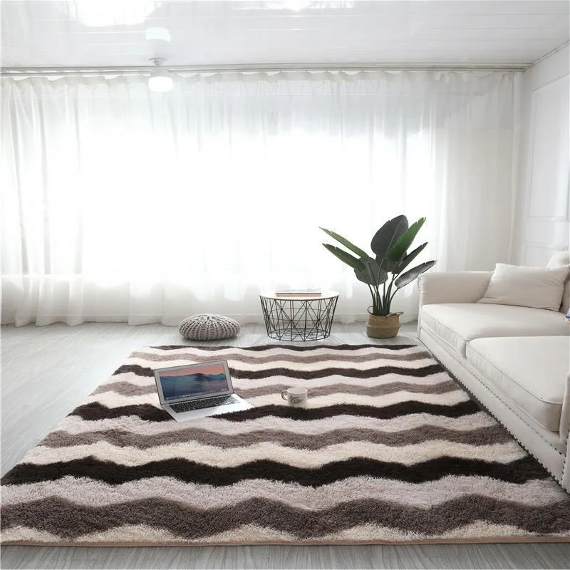 Tie dye silk wool pattern carpet Bedroom living room room bed long hair modern washable floor mat