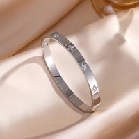 ZAKOL 5/1 pièces ensemble de bracelets en acier inoxydable incrusté de zircone scintillante pour femmes bracelets empilables mode ne se décolore pas bijoux cadeau 5