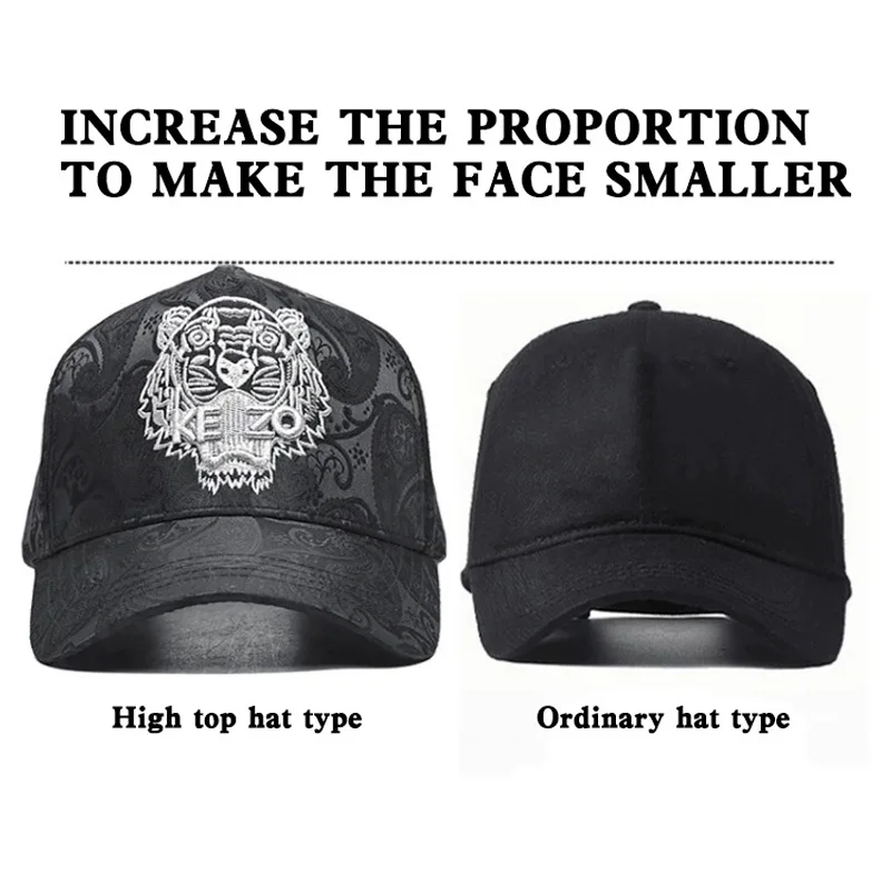 Men's tiger head high top stylish baseball cap small fashionable duckbill cap worn all year round