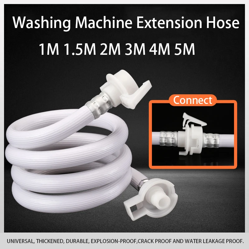 Máquina de Lavar Automática Tubo de Extensão de Tubo de Entrada de Pvc Mangueira de Extensão de Extremidade Conectado à Tubulação de Injeção de Água 1m 2m 3m 4m 5m