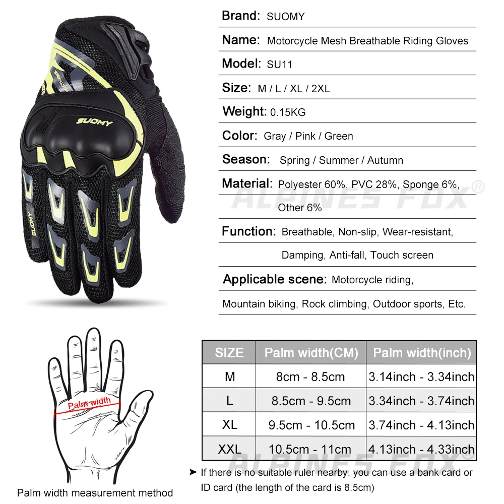 Motorcycle Gloves SUOMY Gloves Breathable Summer Motorcycle Gloves Shockproof Full Finger Cycling Guantes Moto Luvas Motocross Motorbike