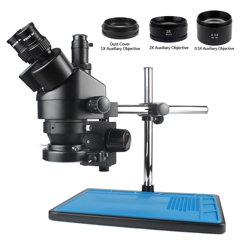 3.5X-90X Simul-Foca Trinocular Stereo Microscope 56 Led Illumination Ring Light Work Mat For Pcb Board Soldering Repair