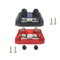 Busbar Distribution Panel: Dual - Stud Battery Terminal Connector with Red/Black Screws for Versatile Applications (RedandBlack)