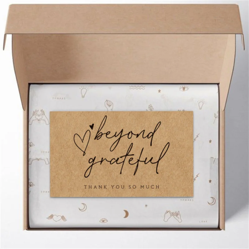 

30Pcs Kraft Paper Thank You Cards Store Gifts DIY Crafts Packaging Decorative Cards Thank You For Ordering Greeting Cards