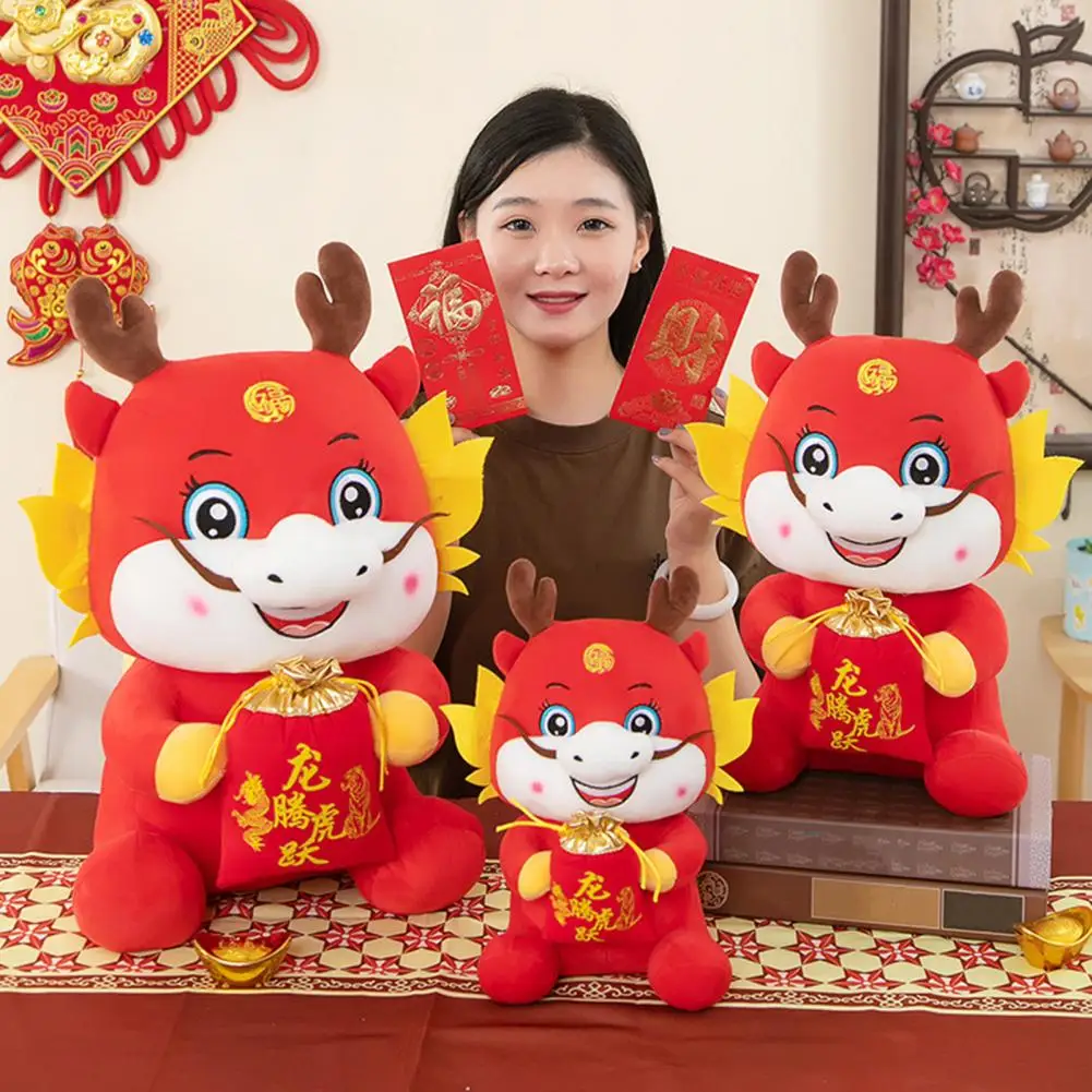 

Dragon Plush Doll 2024 Year Zodiac Dragon Plushies Lucky Bag Standing Posture Stuffed Dolls for Festival Home Decoration New