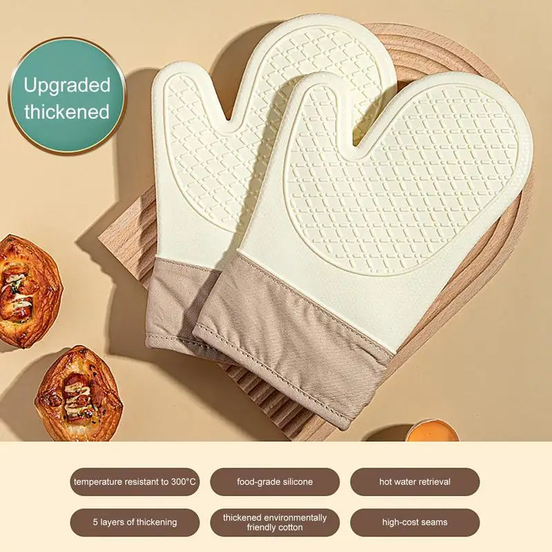 Anti-Scald Oven Mitt Heat Resistant Silicone Kitchen Mitts Heat Resistant Silicone Oven Gloves for Home Dessert and Cake Store