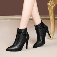 Women's Boots 2022 New Large Size High-heeled Fashion Boots Fashion Plus Cotton Warm Nude Boots Banquet Women's Shoes Short Boot - Image 4
