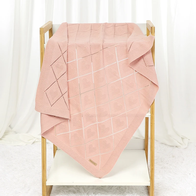 Baby Cotton Blankets Super Soft Newborn Gender Netural Lightweight Lovely Heart Knitted Month Stroller Nursery Security Quilts cotton muslin blanket cotton blanket cotton gauze blanket cotton knit blanket knit blanket
