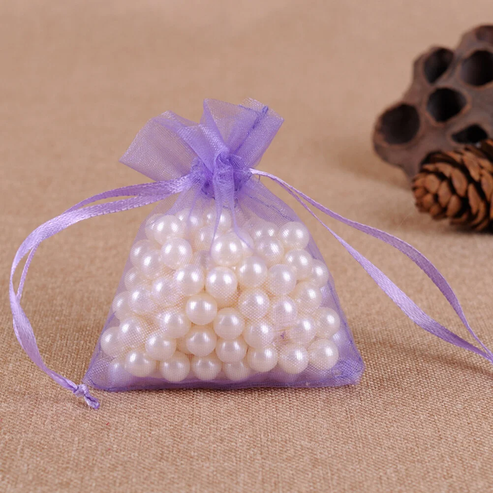 100 Pcs Transparent Gift Bags Drawstring Lavender Candy Jewelry Small Wedding Favor