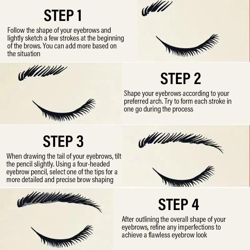 Liquid Eyebrow Pencil 4 Tip Waterproof Smudge Proof Brow Pen_voghion.com