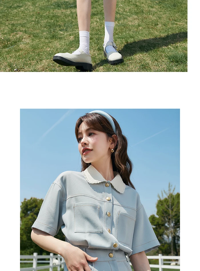 Dress Women's Lace Doll Collar Summer New Texture Topstitch Dress