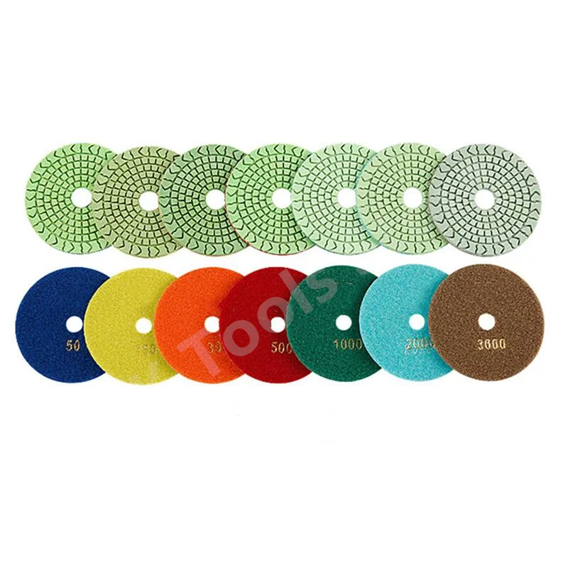 

7PCS 4inch Diamond Polishing Pad Wet Polish Pad Set for Granite Concrete Marble Stone Countertop Quartz Sanding Discs