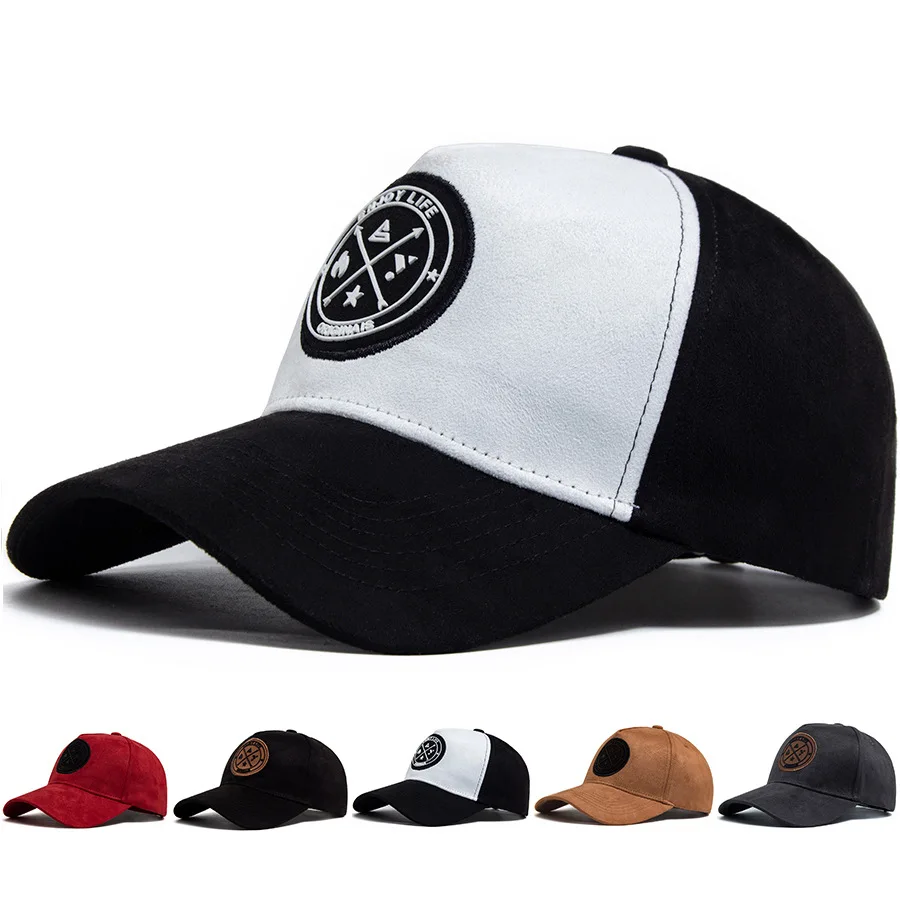 Neue runde Lederetiketten, trendige Wildlederhüte für Herren, Baseballkappen, vielseitige Sonnenhüte für Herren, Hip-Hop-Kappen für Damen, Outdoor-Schatten