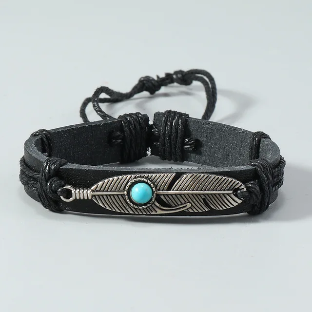 Bracciale con piume retrò Coppia Bracciali in pelle intrecciata a mano Gioielli di moda semplici Regalo di San Valentino 2