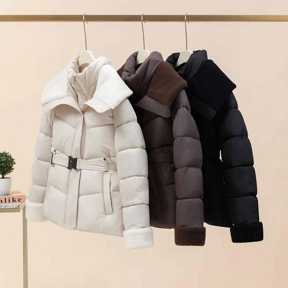 OFTBUY Waist-closing Belt White Duck Down Coat Female 2025 New Fashion Warm Thick Puffer Jacket Big Lapel Winter Clothing Women