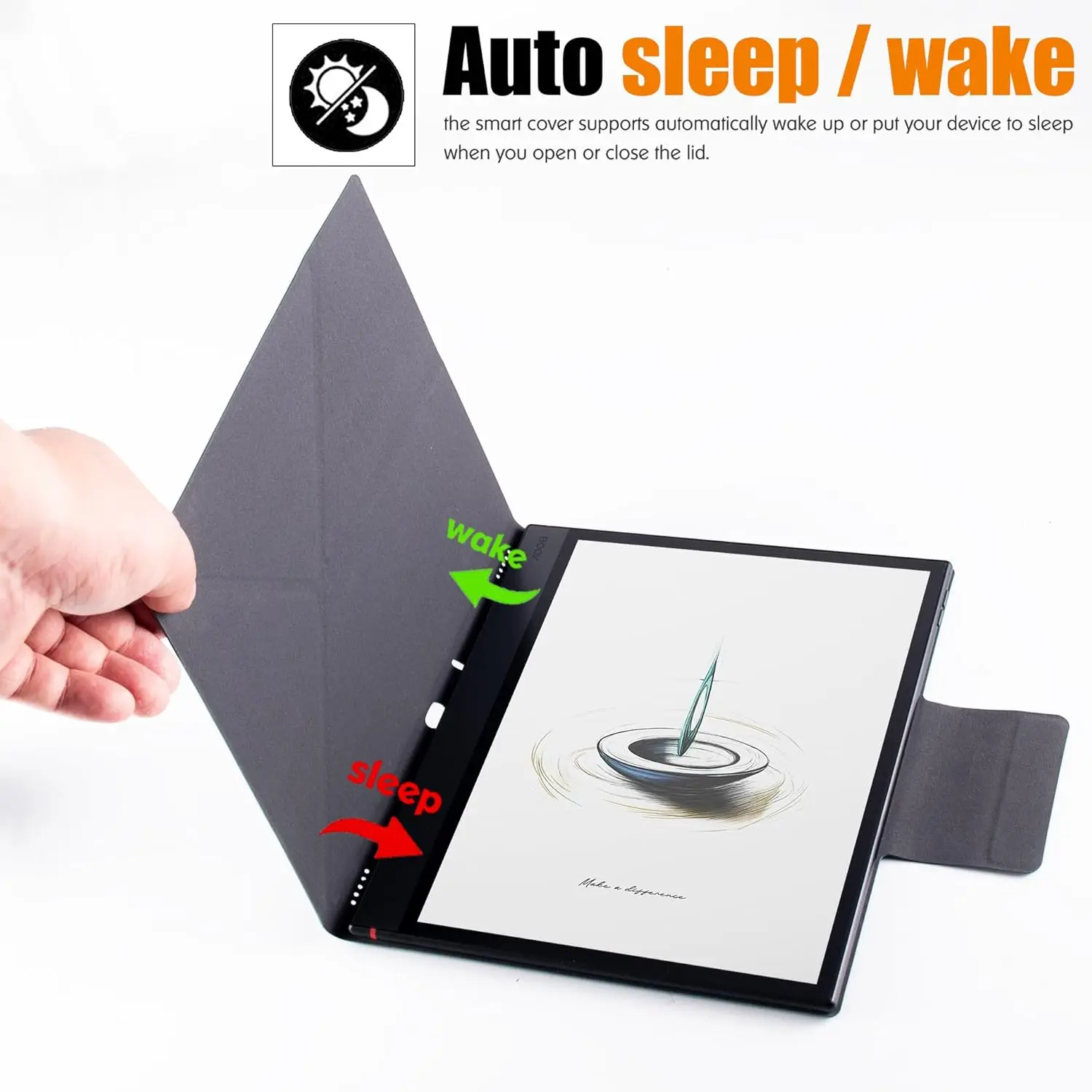 Magnetic Case with Auto Sleep/Wake and 2-Way Origami Stand Featuring Pen Buckle Design