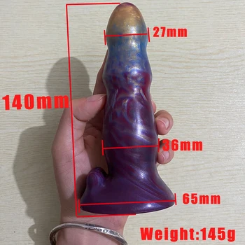 2 Beads Colorful Dildo Monster Anal Plug Silicone Fake Penis Vaginal Stimulator Prostate Massager Anal Dilator Women Masturbator 6