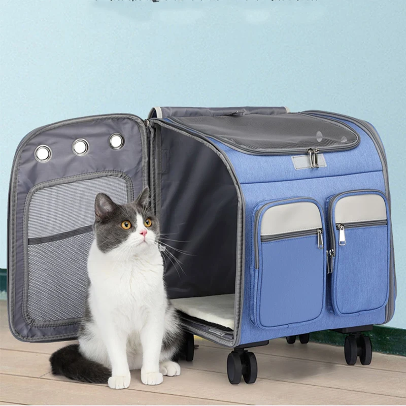 

Pet Trolley Cats Carriers Backpack Transporter Handbags Animal Cats Carriers Rabbit Stroller Trasportin De Gato Cats Products