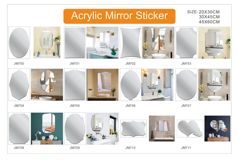 Wall Sticker Mirror Wall Sticker DIY Creative Rectangle Mirror Wall Stickers Decoration for Bedroom Bathroom Living Room Girls Makeup Gift Home Decor
