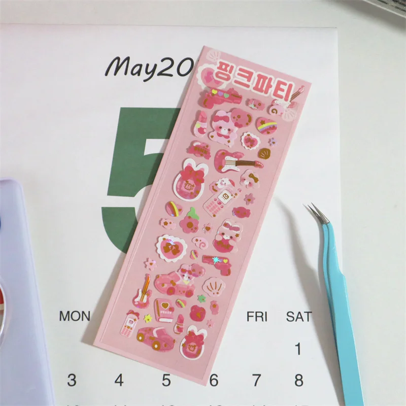 1Pc Kawaii Bear Rabbit Stickers Scrapbooking Decorative Ribbon Cute Sticker Korean DIY Diary Album Stick Label School Stationery