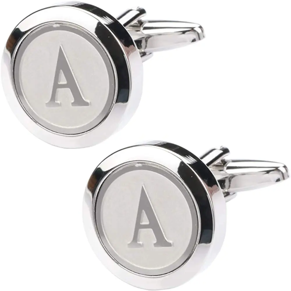 A104  Gemelli Classici Da Uomo In Acciaio Inossidabile Con Iniziale 26 Lettere Dellalfabeto Gemelli~p148826968