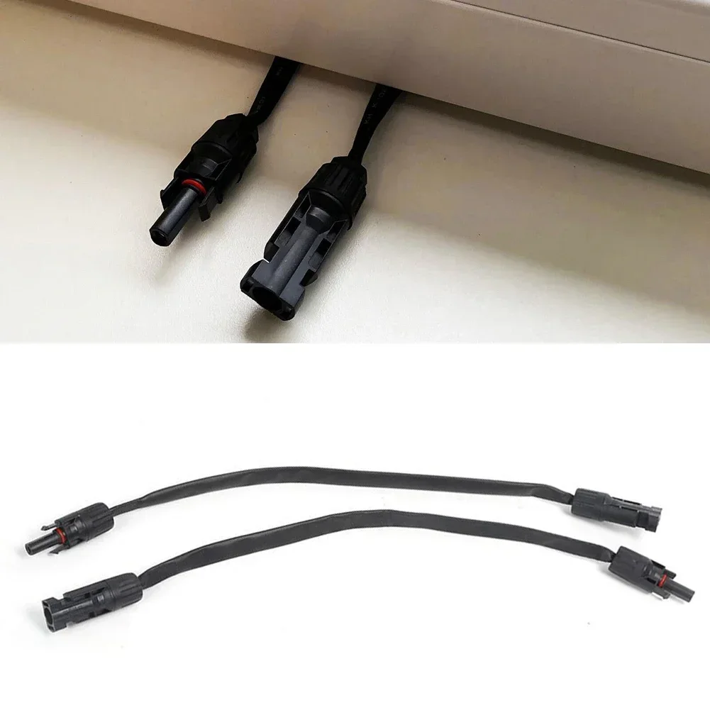 Electrical connector 2pcs pair solar cable feedthroughs flat solar panel wiring 35cm panel connectors adapter quickly connect power part