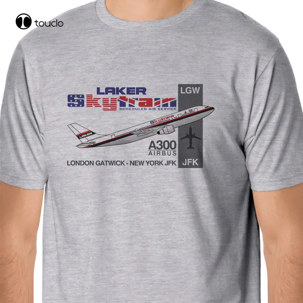 Vendita Calda 100% Retro Flight - Laker Airbus A300 London - New York Design T-Shirt Summer Style Tee Shirt Custom Aldult Teen Unisex