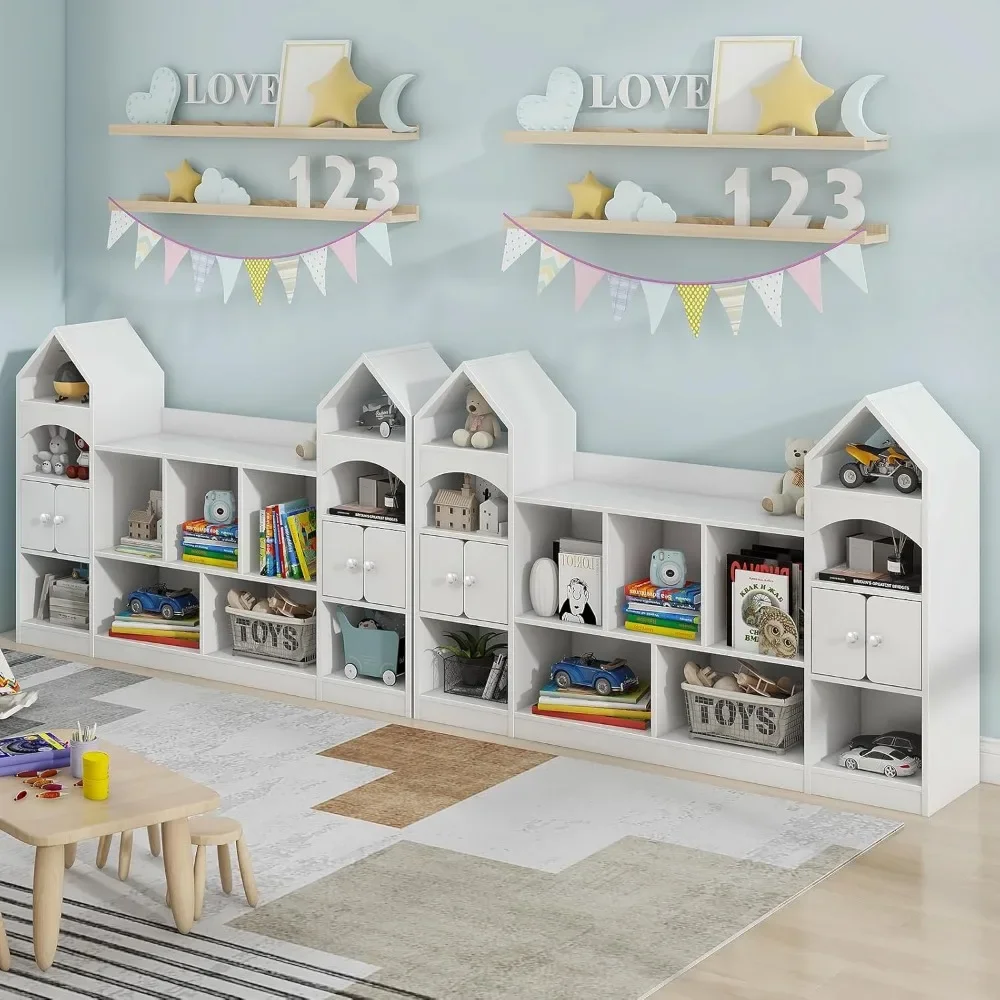 Bookcase and Toy Storage Cabinet, Children Bookshelf, Castle Shape, Playroom Furniture Multipurpose Shelf for Toddlers 4
