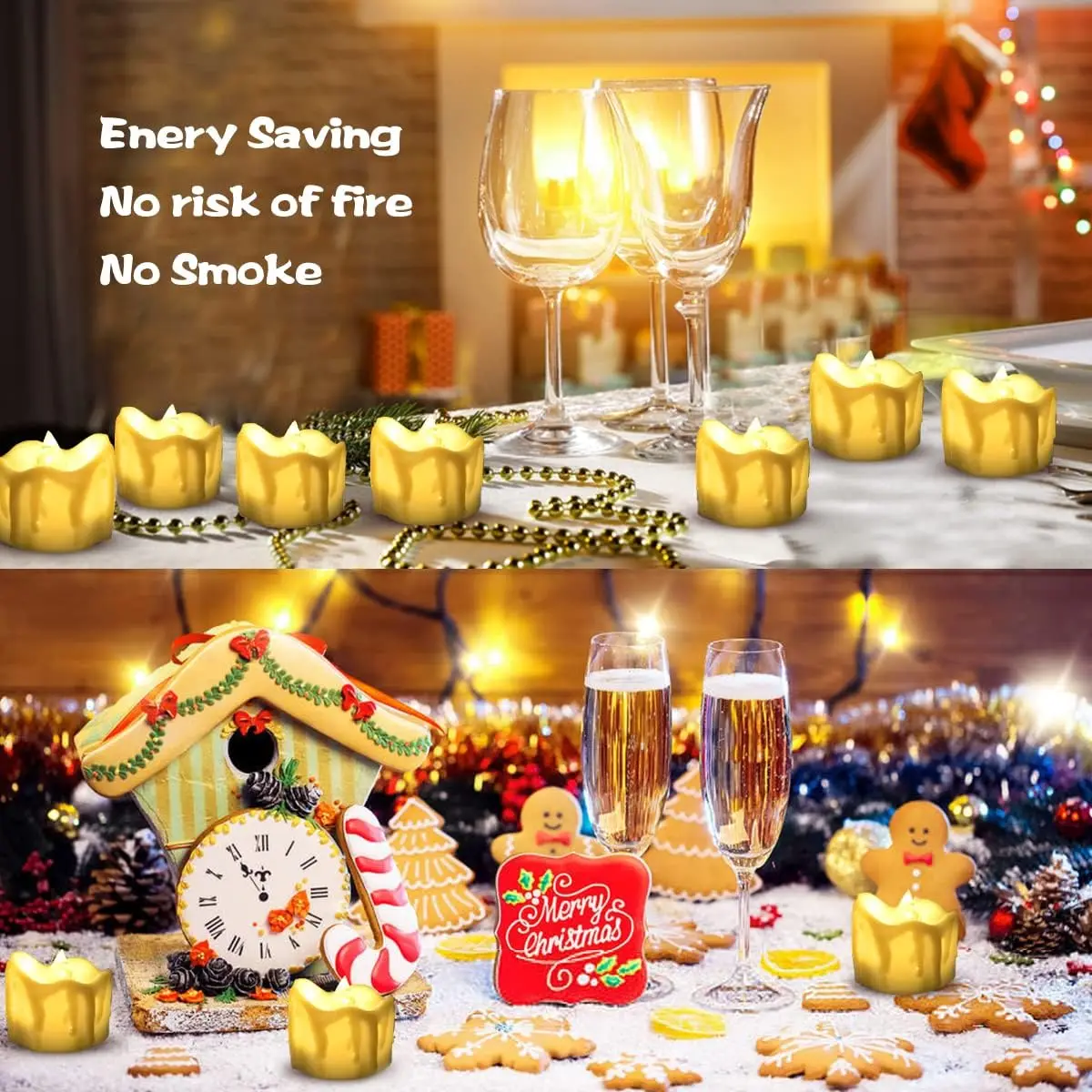 Battery-Operated LED Flickering Candles - Warm Ambiance Lighting Pack