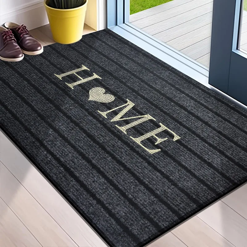 1pc flocking solid color seven stripe foot mat door mat entrance shower room absorbent small carpet gentle machine wash