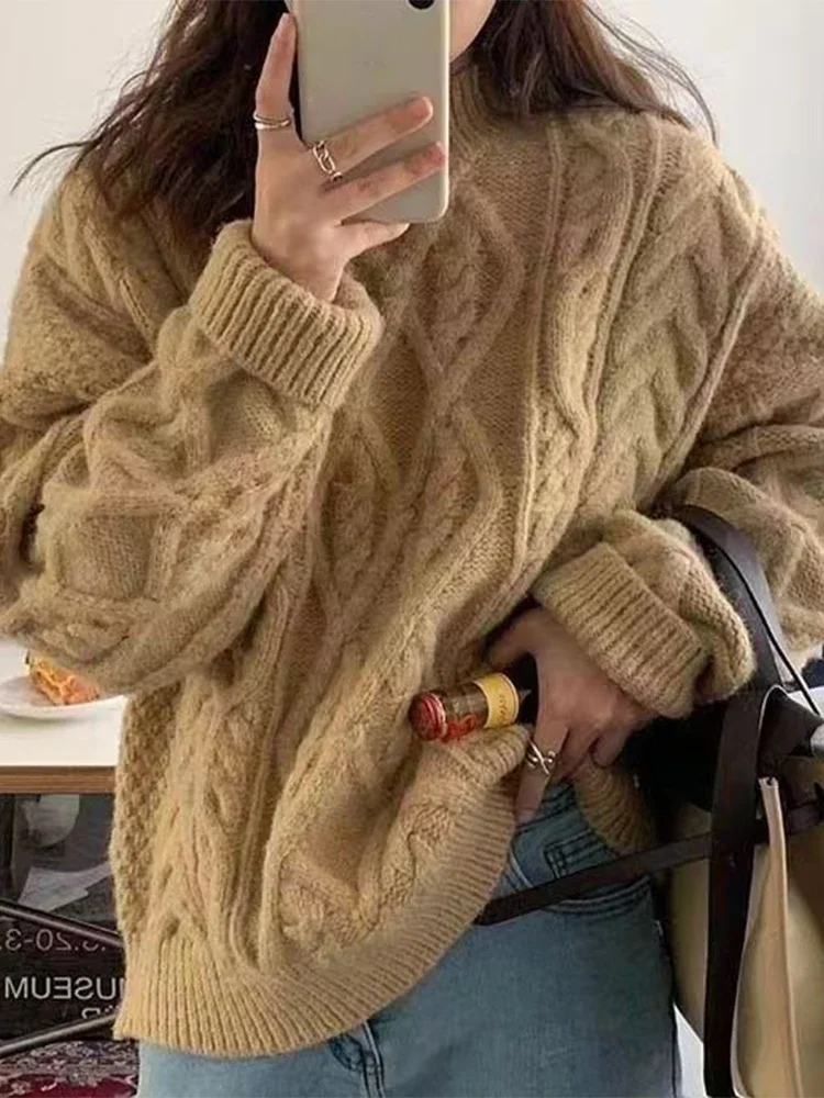 

Twisted Sweater Women Autumn Winter Long Sleeve Knitted Pullovers Female Korean Fashion Vintage Casual Warm Oversized Knitwears