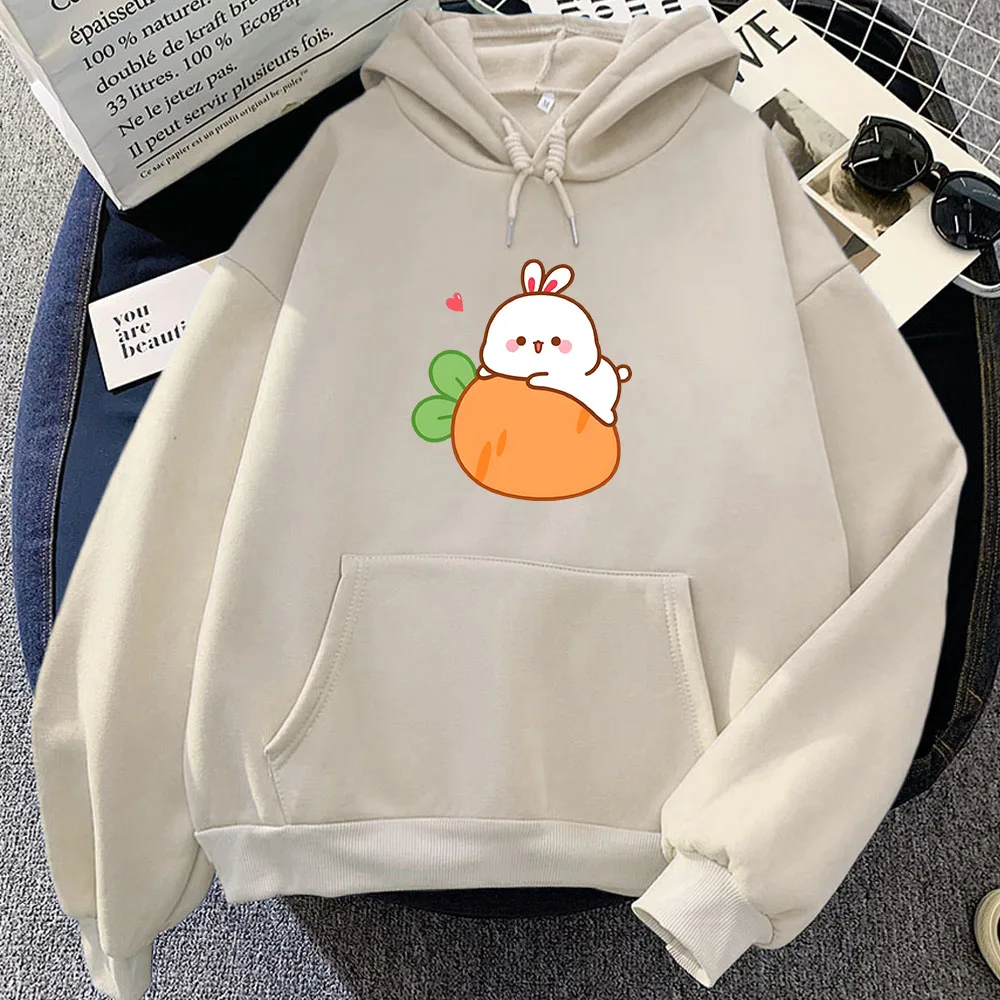 Rabbit and Carrot Cute Printed Hoodies Women/Men Kawaii Cartoon Print Sweatshirts Winter Comfortable Casual Girls Pullovers Tops