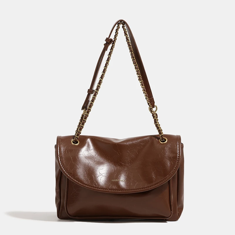 

Designer High Quality Shoulder Underarm Bag Chain Solid Color Handbags Pu Leather Luxury Shopping Tote Bag New Large Capacity