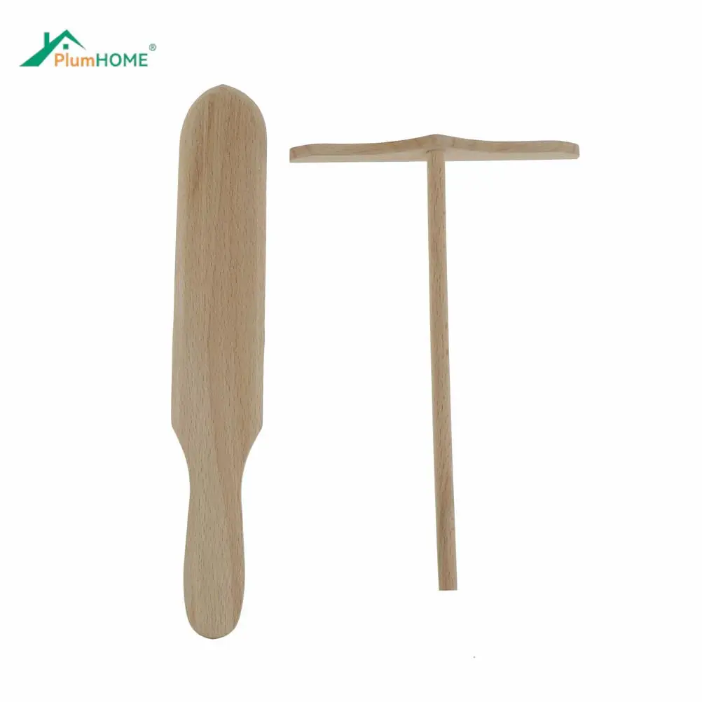 1PCS 2 Styles Practical Wooden Pancake Spreader Crepe Tortilla Rake Batter Spreading Kitchen Utensil Pie Tools