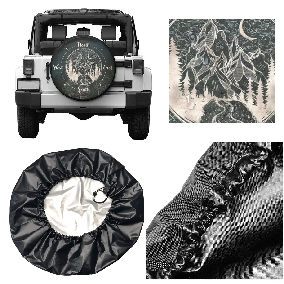 Custom Compass Spare Tire Cover For Jeep Pajero Nautical Mountain Car Wheel  Protectors 14