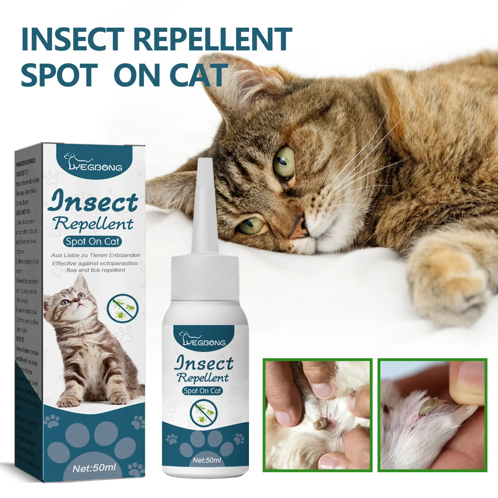 Anti-flea tick agent for pets insect repellent for cats and dogs skin cleaning lice and tick drops in vitro