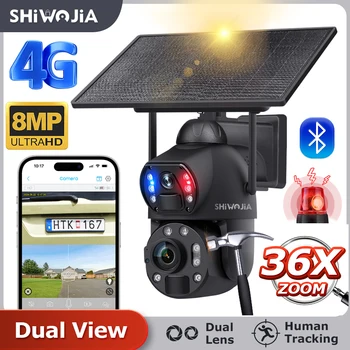 SHIWOJIA 4K 8MP 36X Zoom 4G Solar Camera Dual Lens Dual Screen Human Detect Auto Tracking Outdoor 10W Solar Panel WIFI CCTV 1