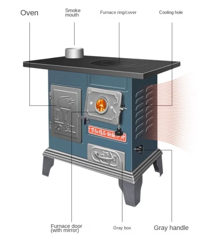 Outdoor Fire Pits New Oven Home Indoor Firewood and Coal Dual-use Wood-burning Stove for Heating Thickened Rural Firewood Stove