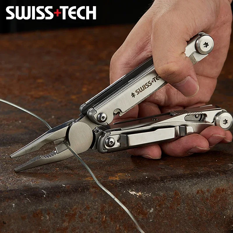 SWISS TECH 18 in 1 멀티툴 펜치 접이식 다기능 조합 도구 포켓 나이프 휴대용 EDC 야외 장비