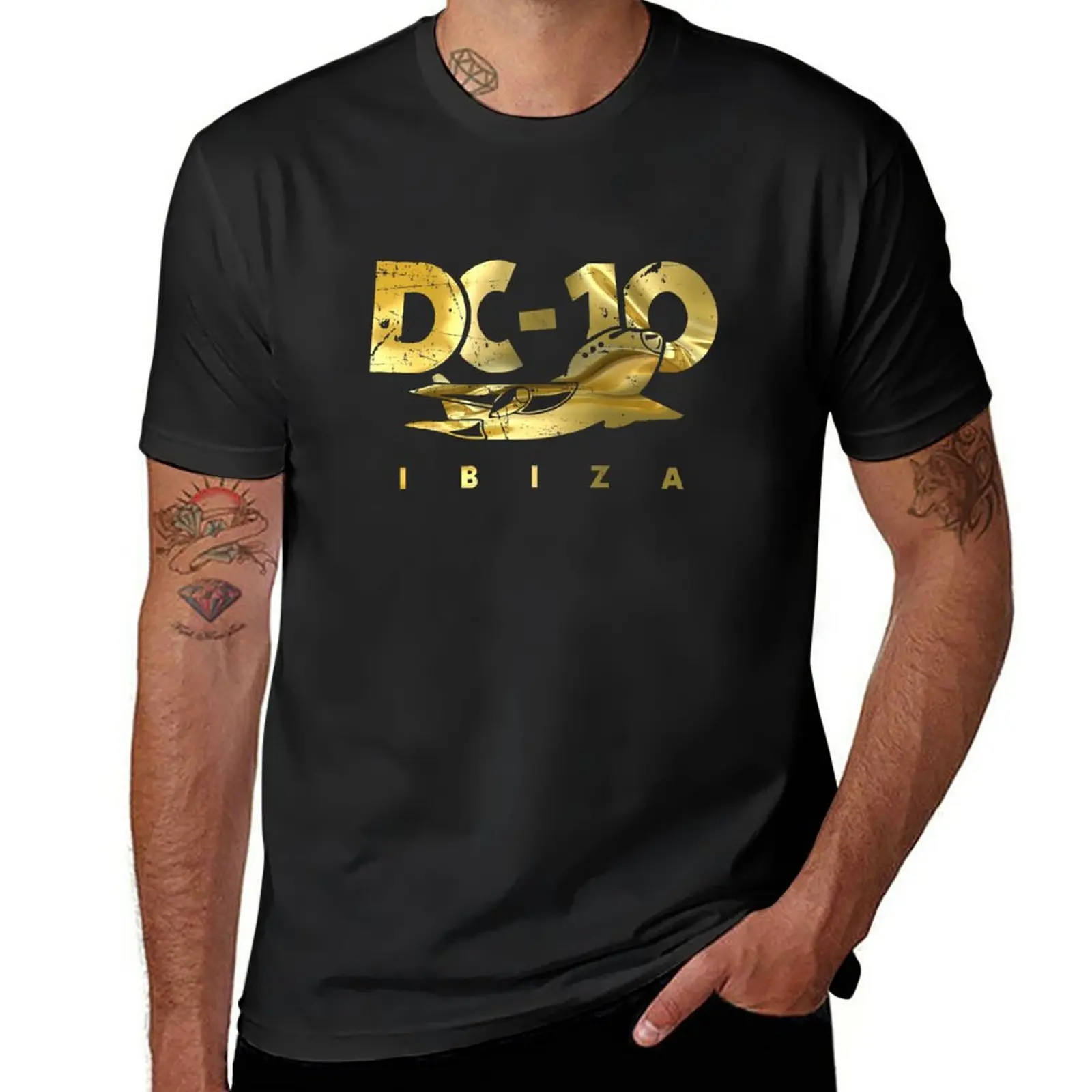 Nuovo Dc10 Bar Club Ibiza: Modello Nero Vintage Gold Club Legend By La French Touch T-Shirt Anime T-Shirt Per Uomo