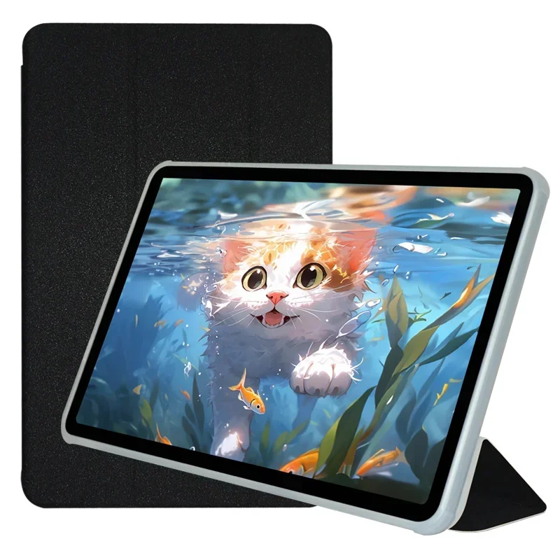 Tri-Folding Stand Cover with Shockproof TPU Back and Airbag Protection