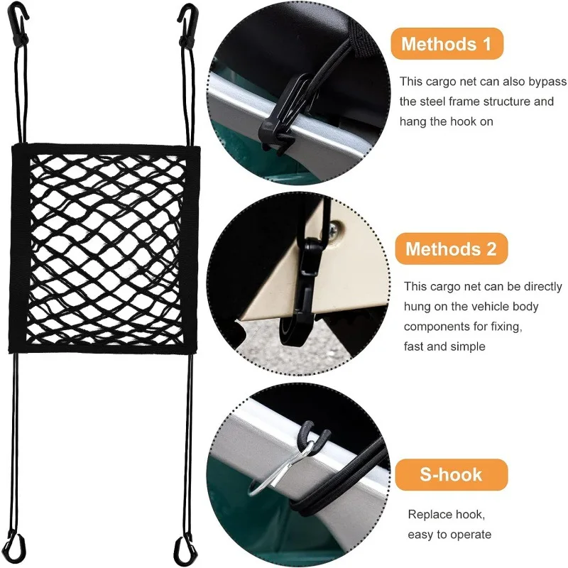 Motorcycle Cargo Net High Elastic Double Layer for Helmet Storage Bungee Cargo with Hooks Luggage