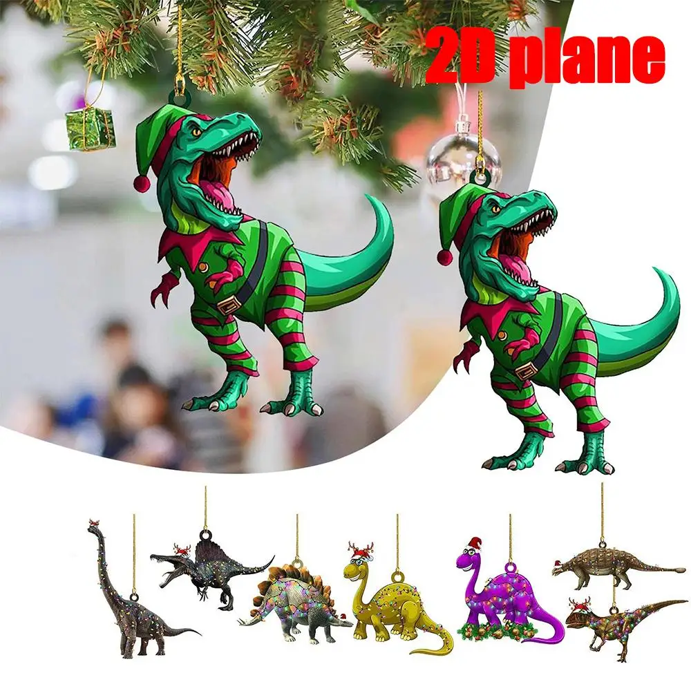 

Funny Acrylic Dinosaur Christmas Tree Ornament With Rope Animal Pendant For Xmas Tree Decor Festival Ornament For Animal Lo T6D2