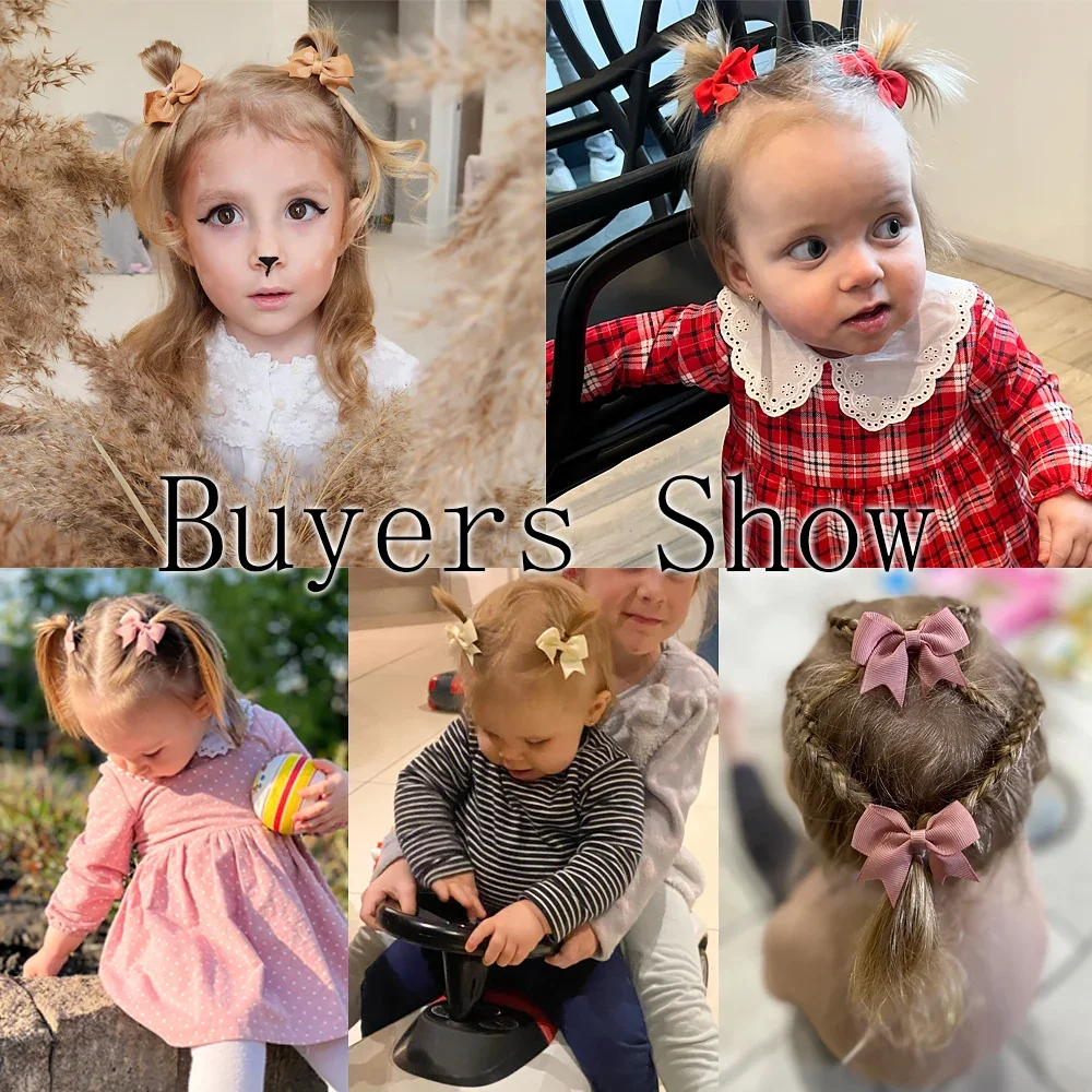 10 pieces/set children's color bending hair clips for girls handmade ribbon bowknot hairpin clips New Year hair accessories
