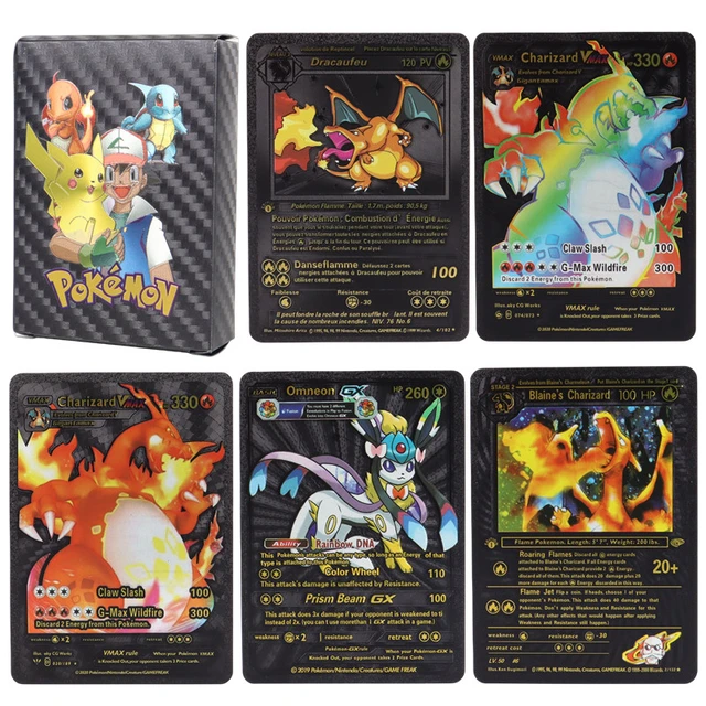 English Pokemon cards 55Pcs/Box Black DIY Pikachu Charizard Vmax Vstar EX Shiny  Card Birthday gift for children - AliExpress