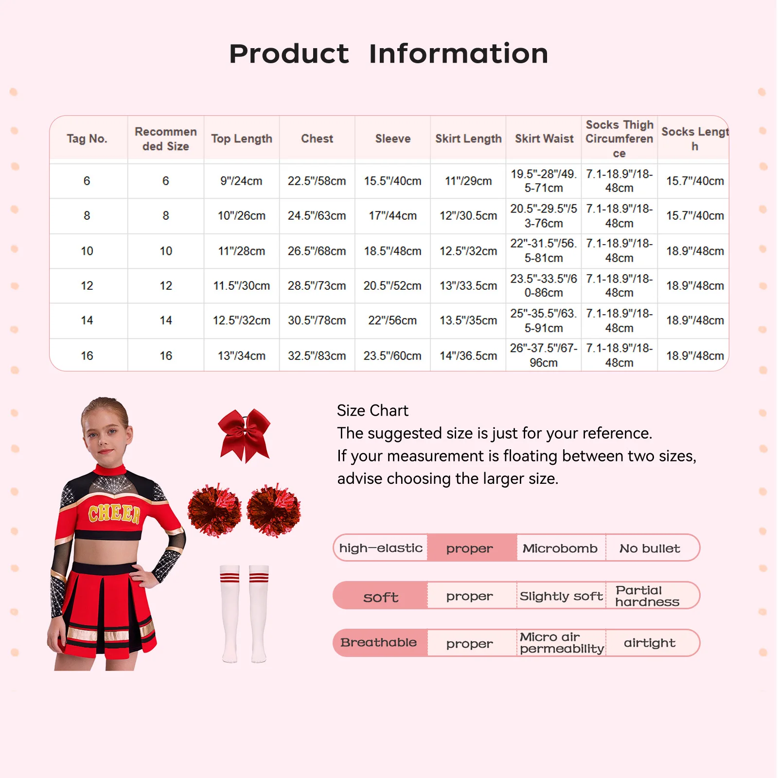 Kids Girls Cheerleader Costume Cheerleading Uniform Dance Outfits Long Sleeve Sheer Mesh Rhinestones Crop Top with Pleated Skirt