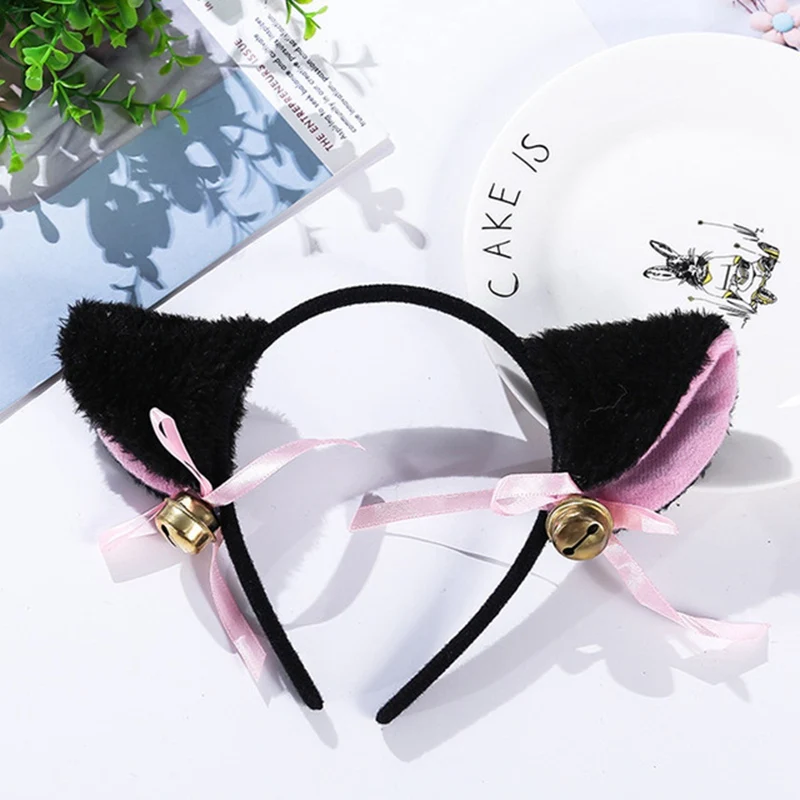 

14 Colors Beautiful Masquerade Halloween Cat Ears Cosplay Cat Ear Anime Party Costume Bow Tie Bell Headwear Headband Anime