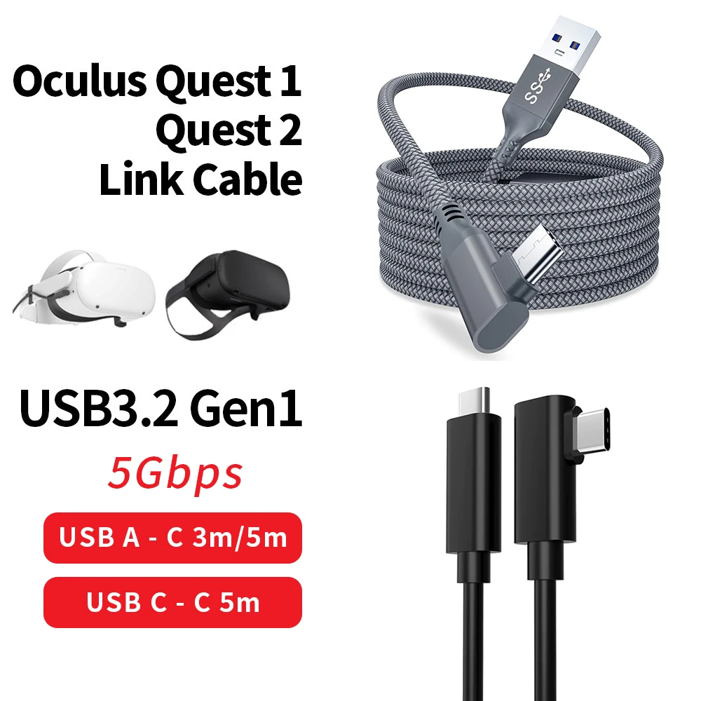 For Oculus Quest 2 Link Cable 5m Usb 3.0 Quick Charge Cables For Quest2