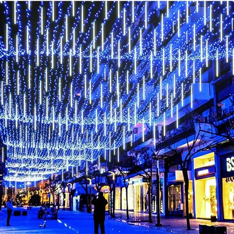 32/24/16/8 Tubes Meteor Shower Rain LED String Lights Christmas Tree Decorations Street Garland for Decor Noel New Year Navidad