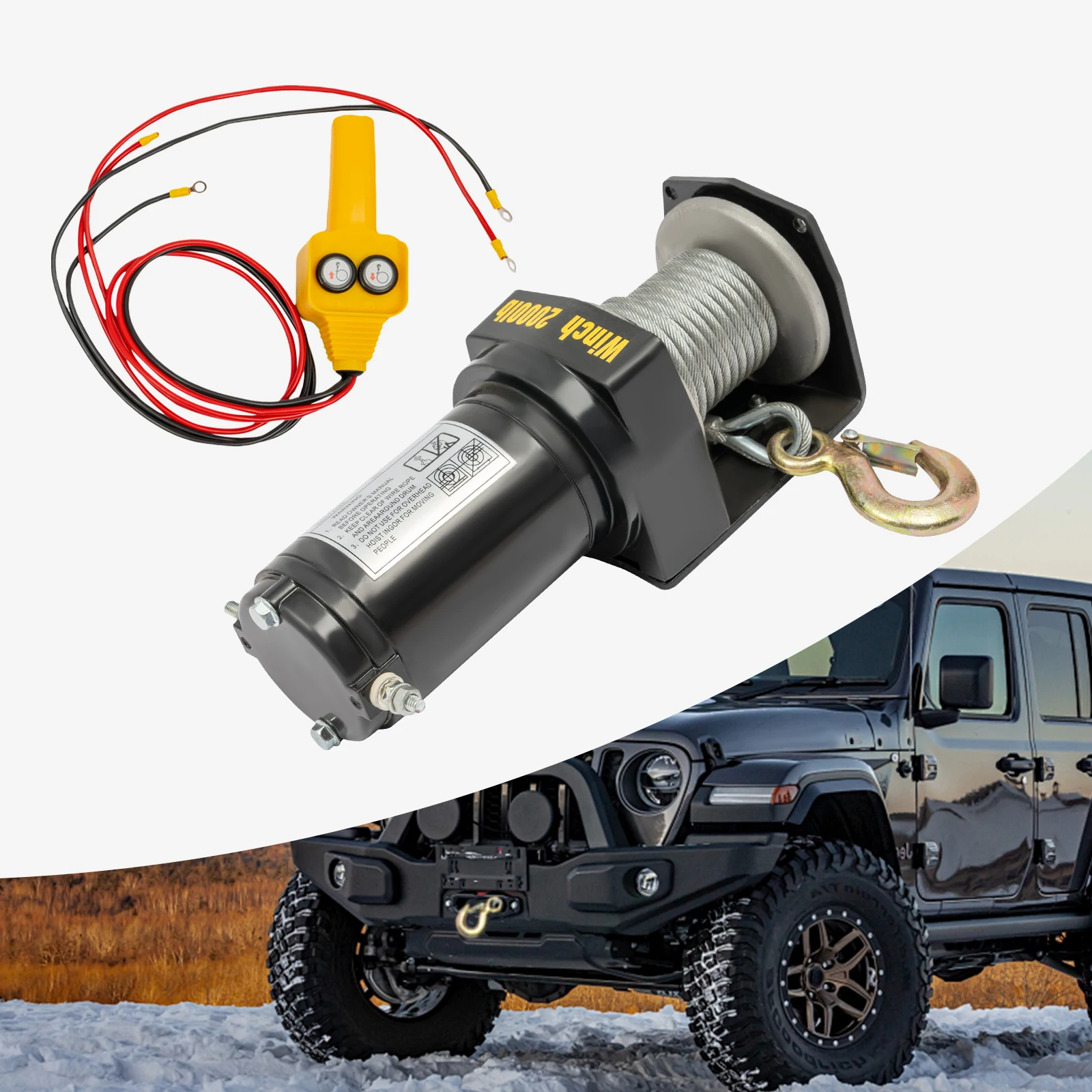 Treuil électrique avec câble de 6M 1984.16LBS, dispositif de levage de Traction pour bateau monté sur véhicule, DC 12V